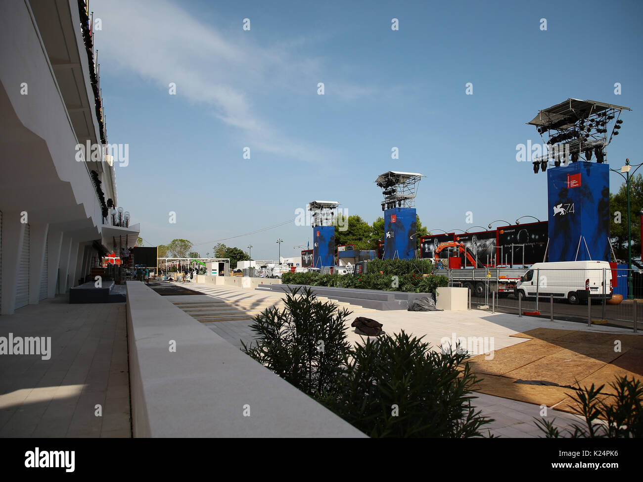 Venedig, Italien. 28 Aug, 2017. Einige Eindrücke von den Vorbereitungen für das 74. Filmfestival von Venedig, die am 30. August beginnen und endet am 9. September 2017 Photo Credit: Unabhängige Agentur Srl/Alamy leben Nachrichten Stockfoto