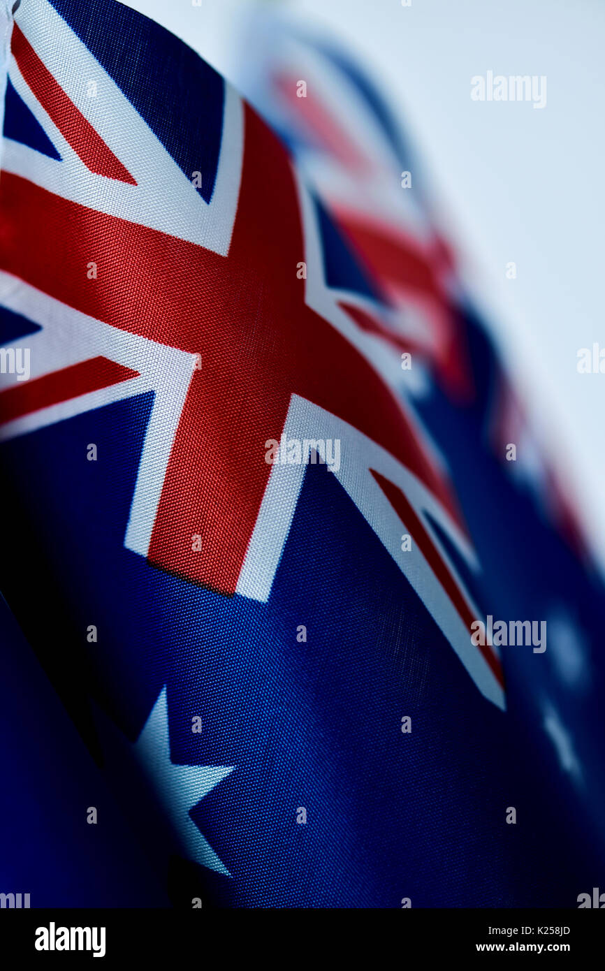 Nahaufnahme von einigen australischen Fahnen mit retro Effekt Stockfoto