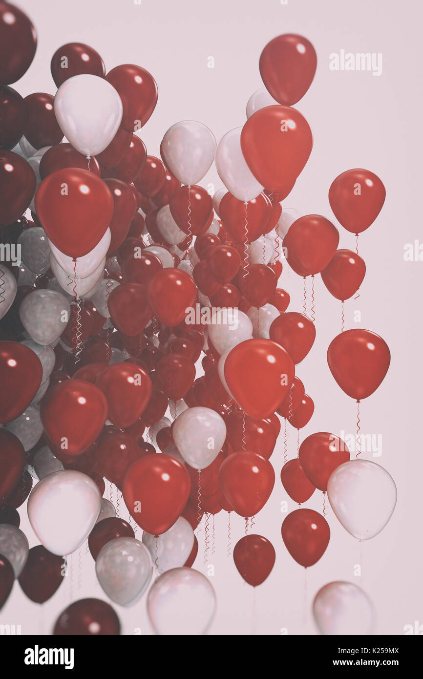 Rote und weiße Feier Ballons Stockfoto