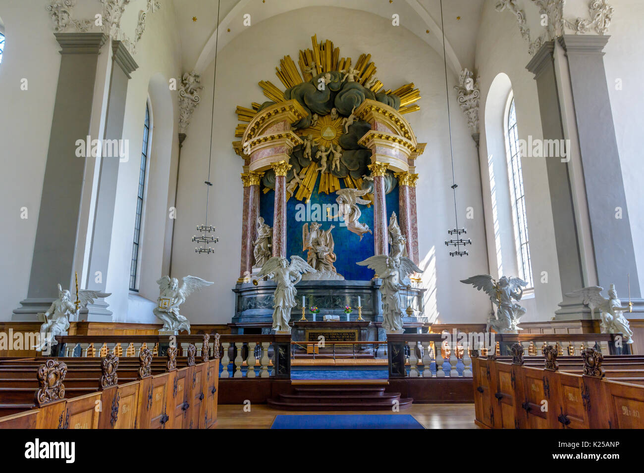 Das Innere der Kirche unseres Erlösers in Kopenhagen, Dänemark. Stockfoto