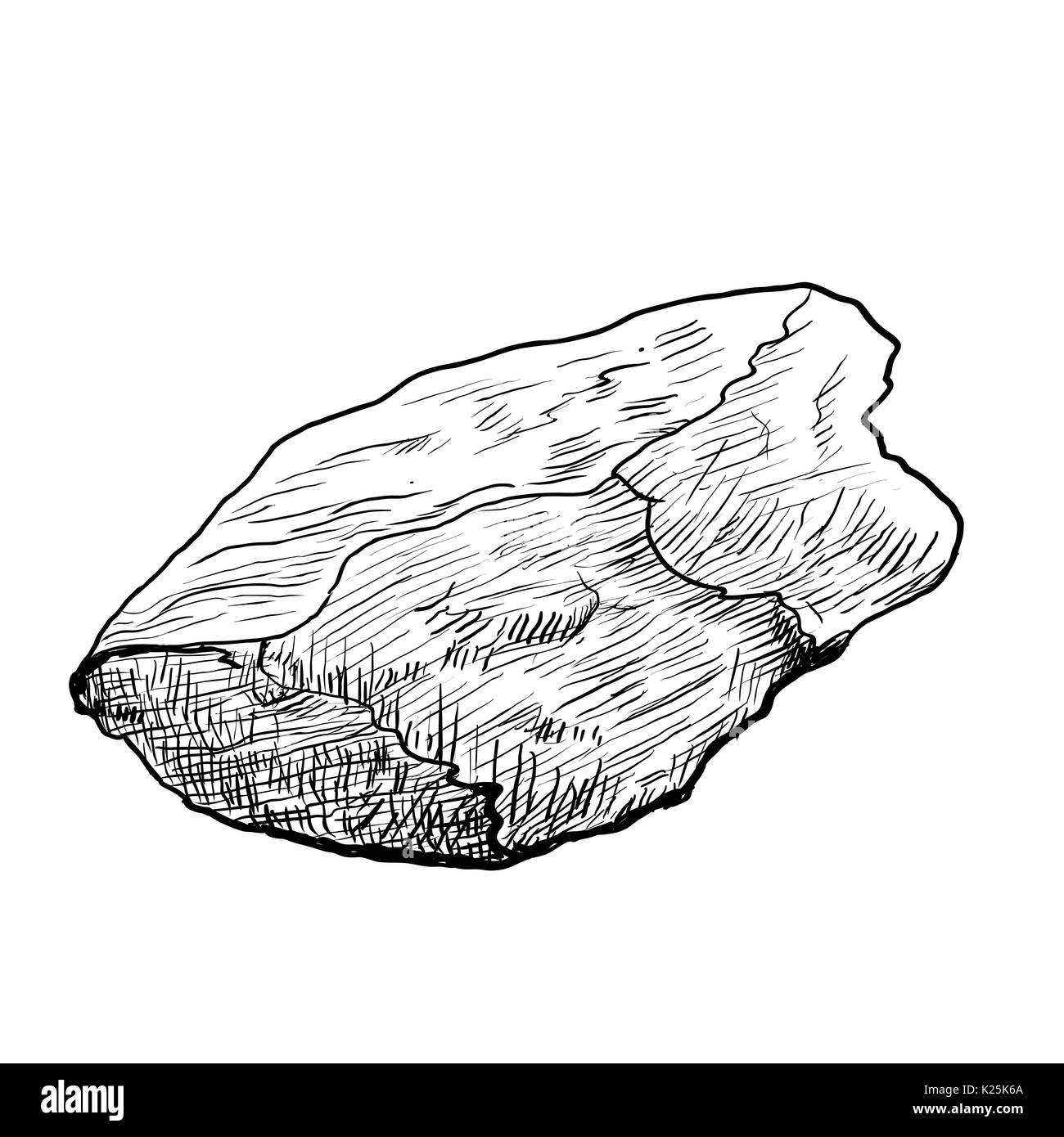 Hand Zeichnung der Fels, Stein isoliert auf weißem Hintergrund. Schwarz und Weiß eine einfache Linie Vektor Illustration für Malbuch - Linie Vektor Stock Vektor