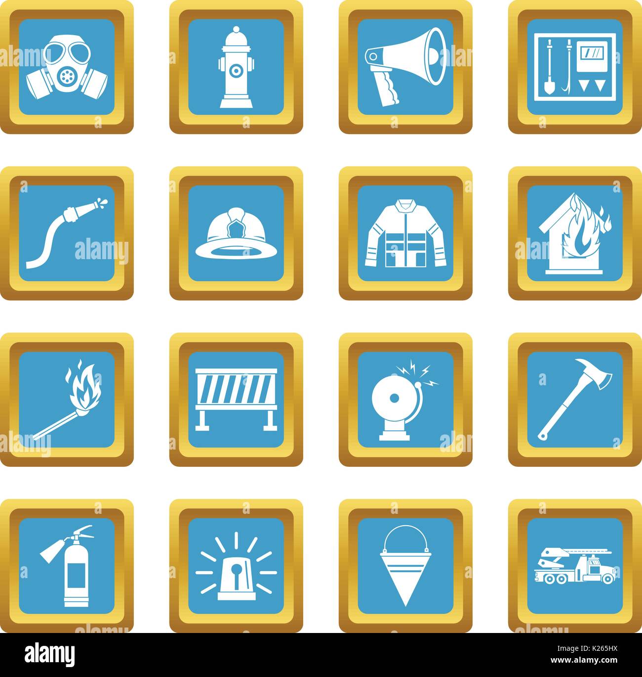 Feuerwehrmann tools Icons azure Stock Vektor