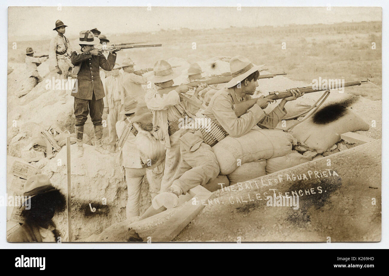 Die Schlacht von Agua Prieta, gen Calles Trenches. Stockfoto