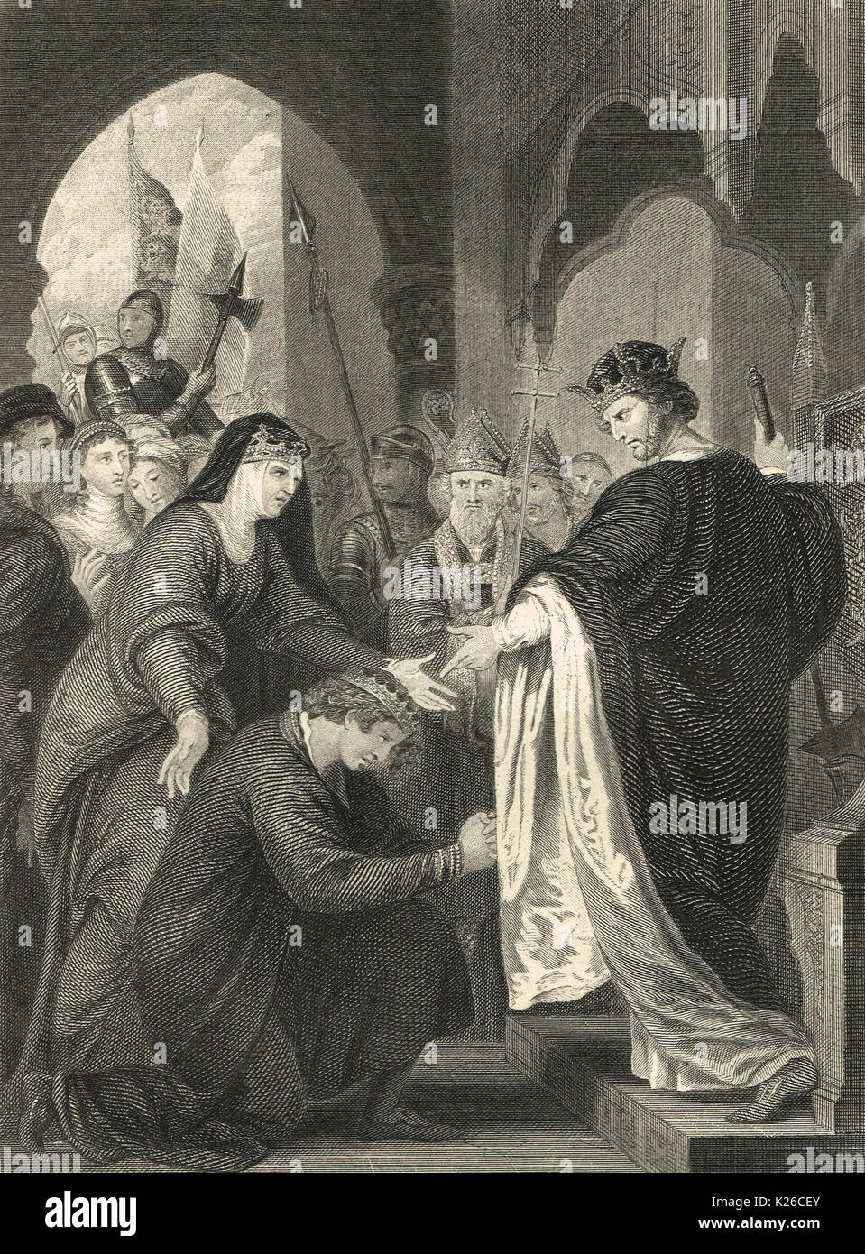 Prinz John's Unterordnung zu Richard I, 1194 Stockfoto