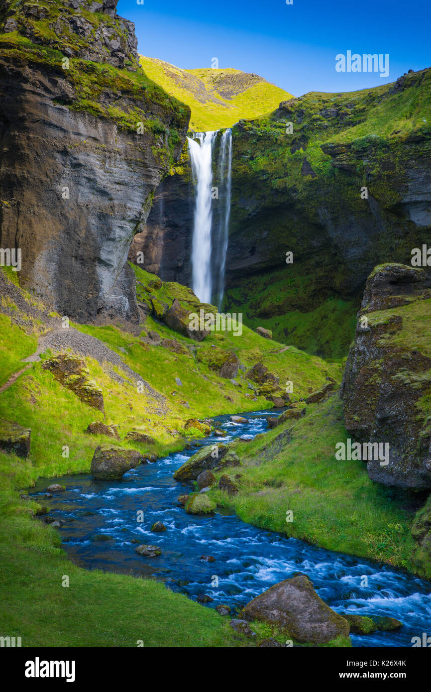 Kvernufoss Wasserfall in der südlichen Region von Island Stockfoto