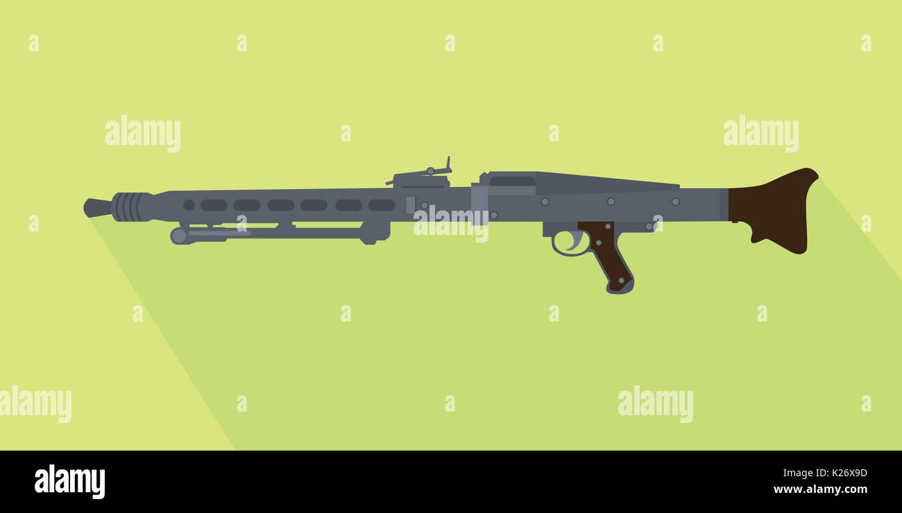 Deutsche iconic Beliebte automatischen maschinengewehr mit langen Schatten Stock Vektor