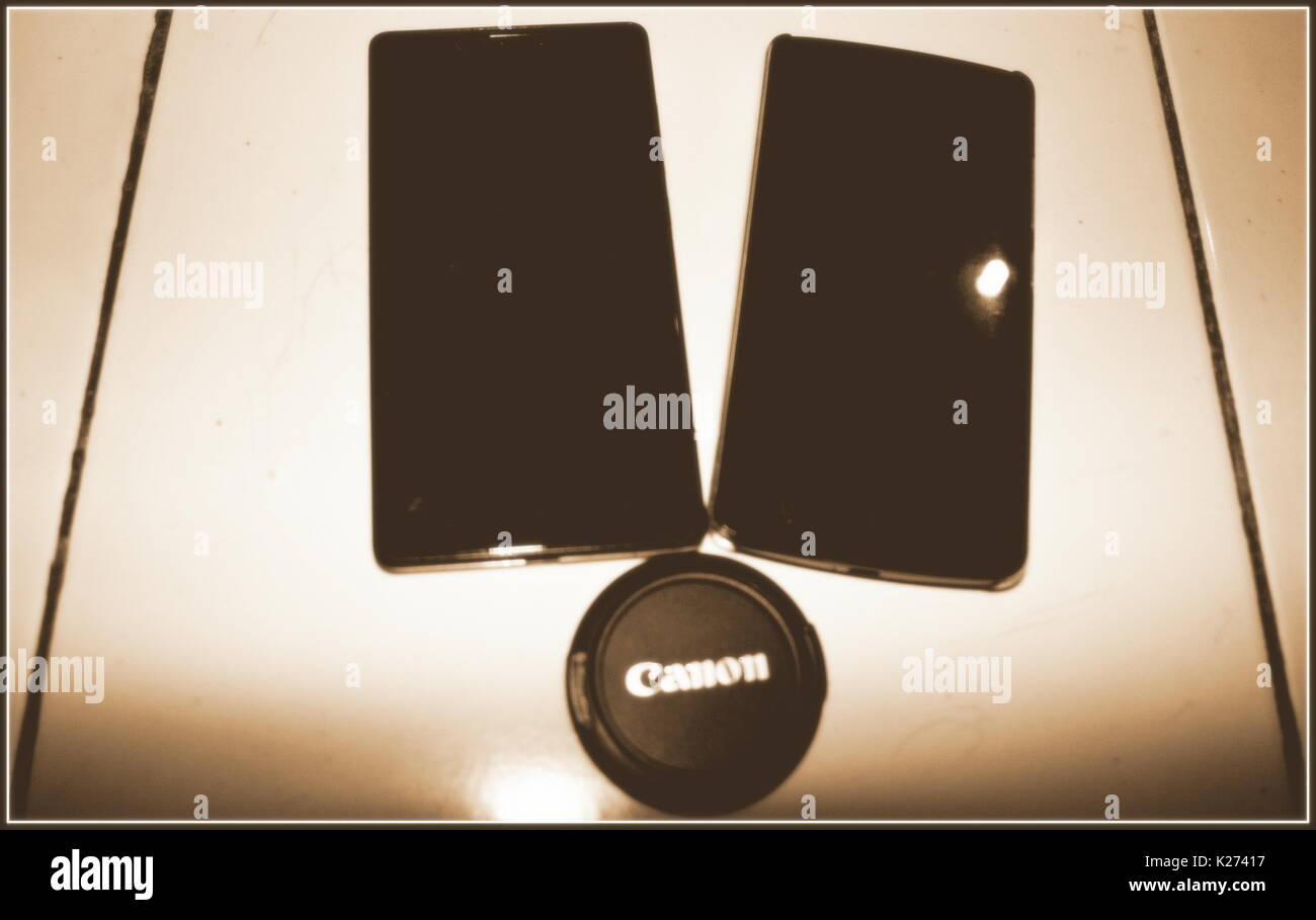 Handphone und SC Canon Stockfoto