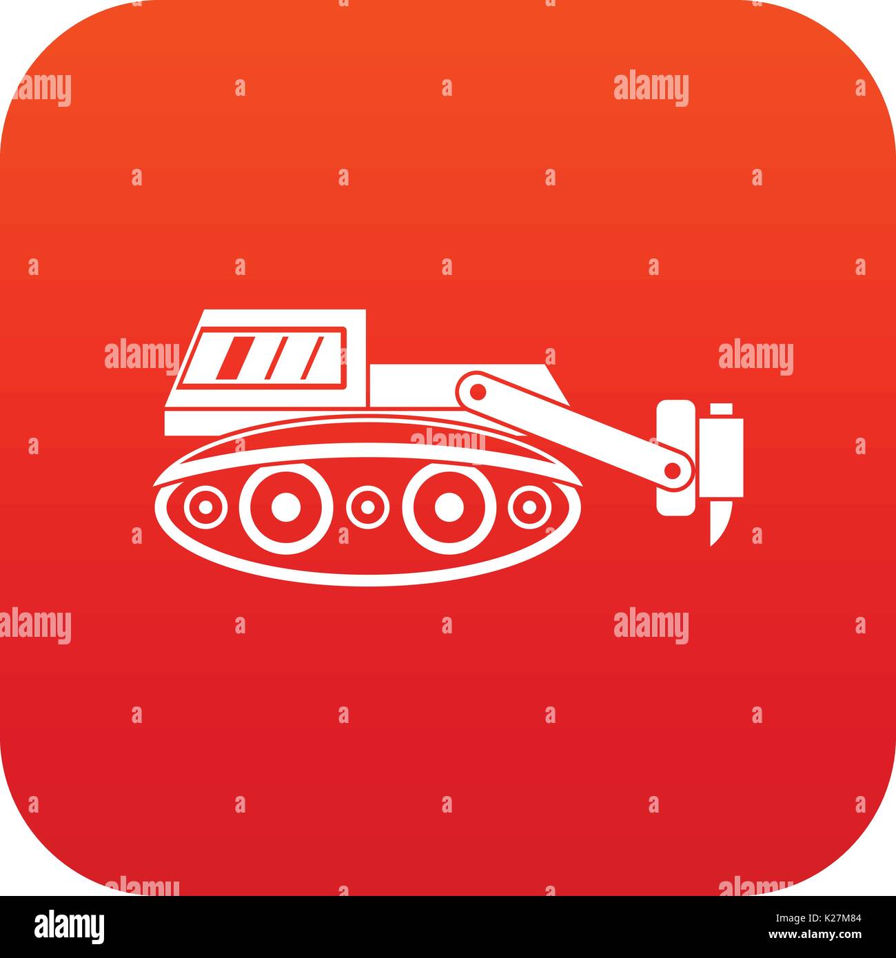 Bagger mit hydraulikhammer Symbol digital Rot Stock Vektor