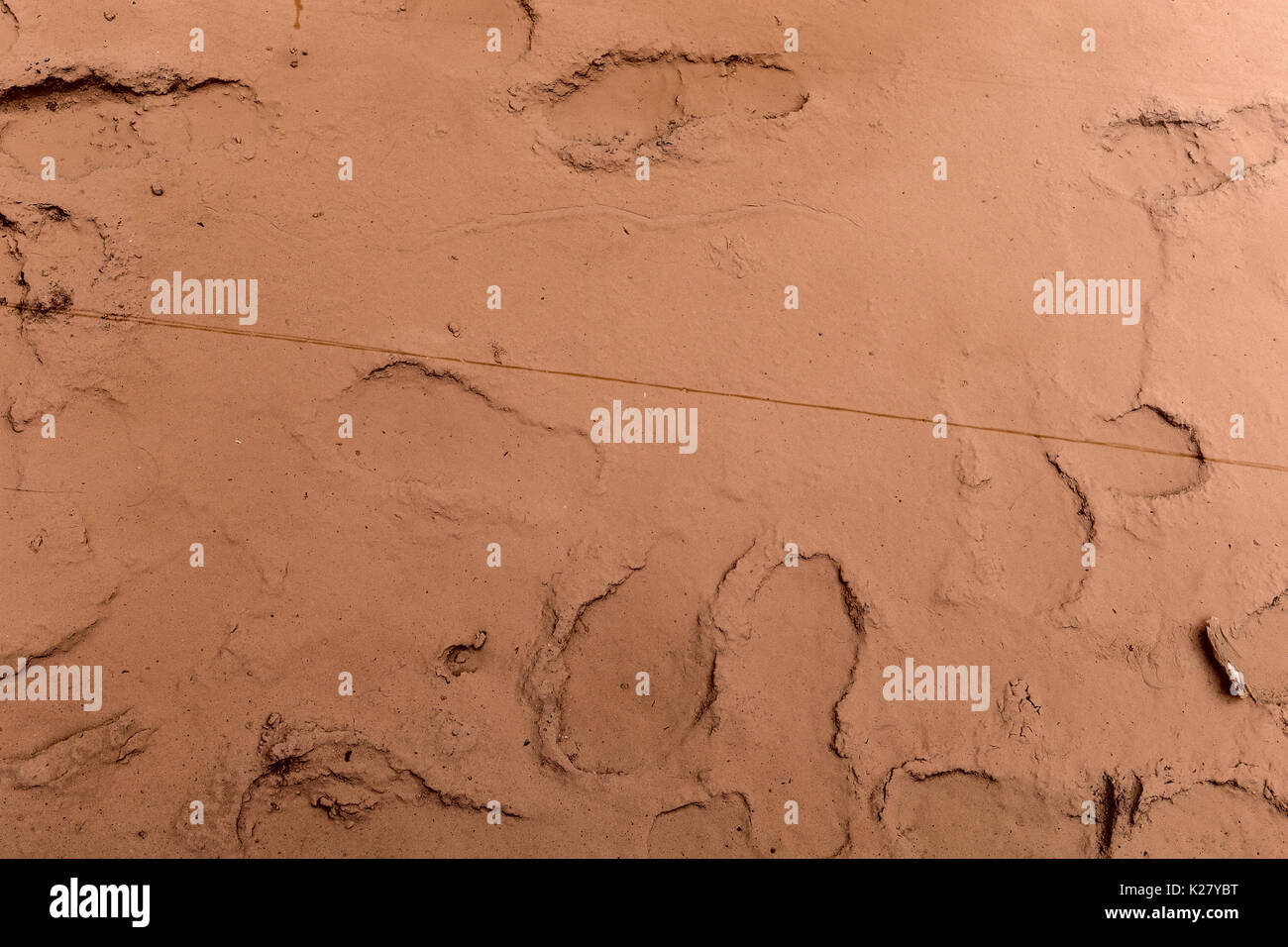 Salinen von Maras - Abdrücke in den Pfannen von den Arbeitern Cusco Peru Stockfoto