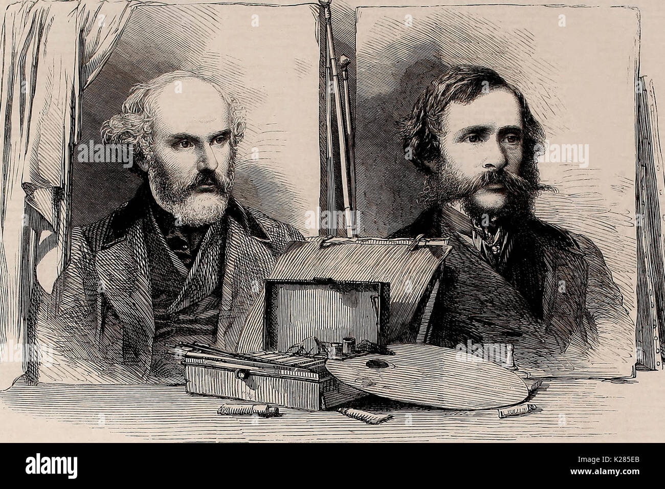 Die beiden neuen Mitarbeiter der Königlichen Akademie - Henry O'Neil und W.C.T. Dobson, 1860 Stockfoto