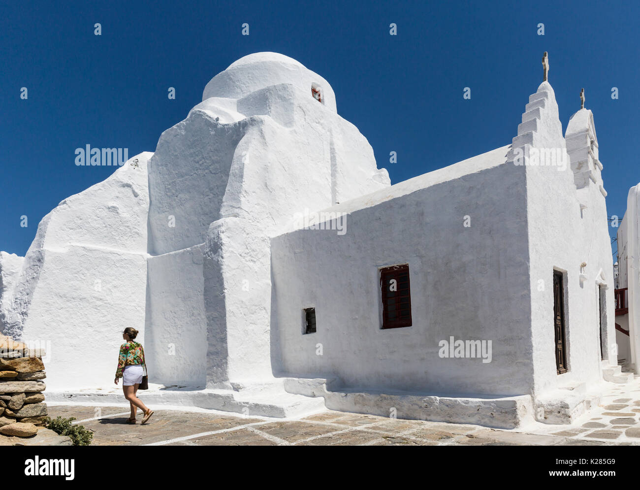 Panagia Paraportiani Kirche, Mykonos, Griechenland. Stockfoto