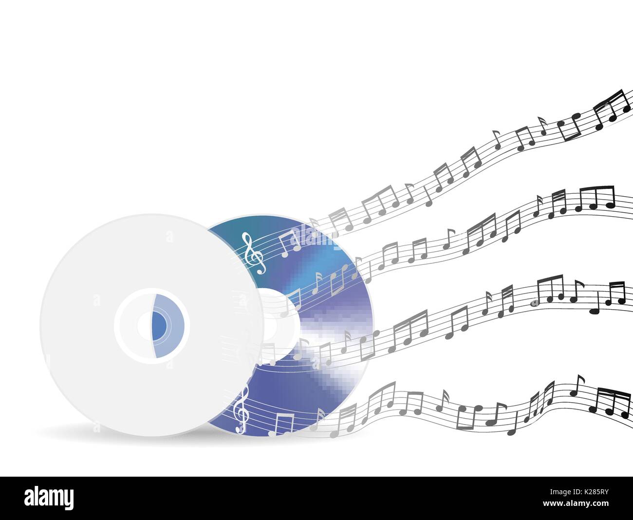 Musik-CD mit floating Probe Zufällige Musikauswahl Hinweis keine Song passen Stock Vektor