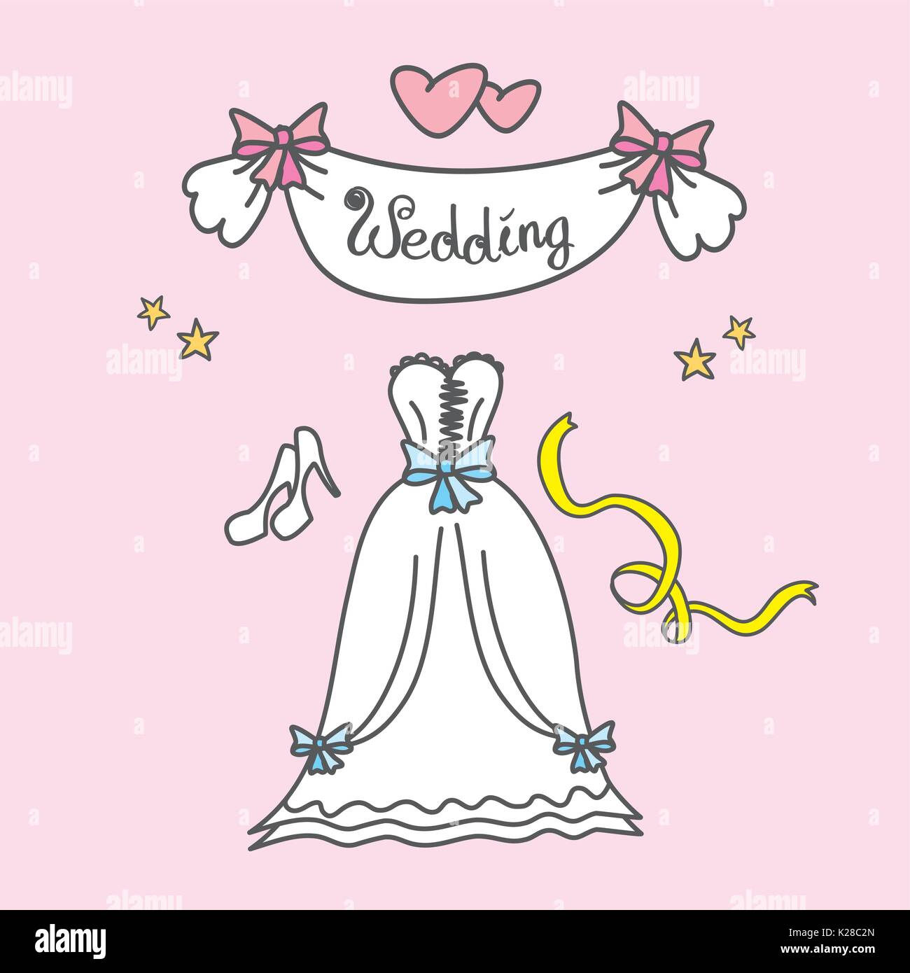 Grusskarte Mit Einem Hochzeitskleid Herz Hand Zeichnen Vektor Abbildung Stock Vektorgrafik Alamy
