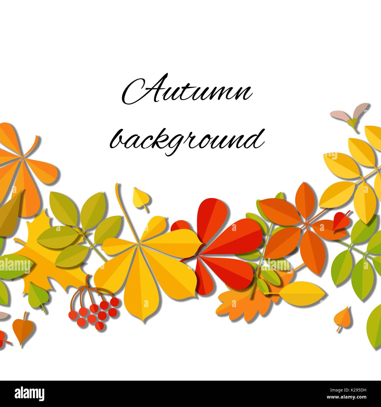 Im Herbst fallenden Blätter auf weißem Hintergrund. Stock Vektor