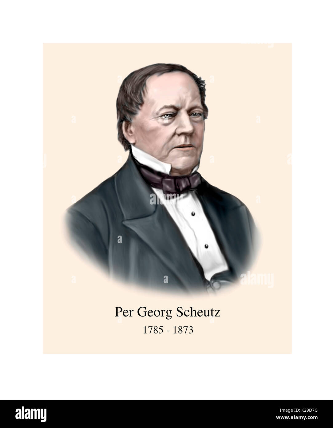 Pro Georg scheutz, 1785 - 1873, schwedische Computer Technology Pioneer, Anwalt, Übersetzer, Erfinder Stockfoto