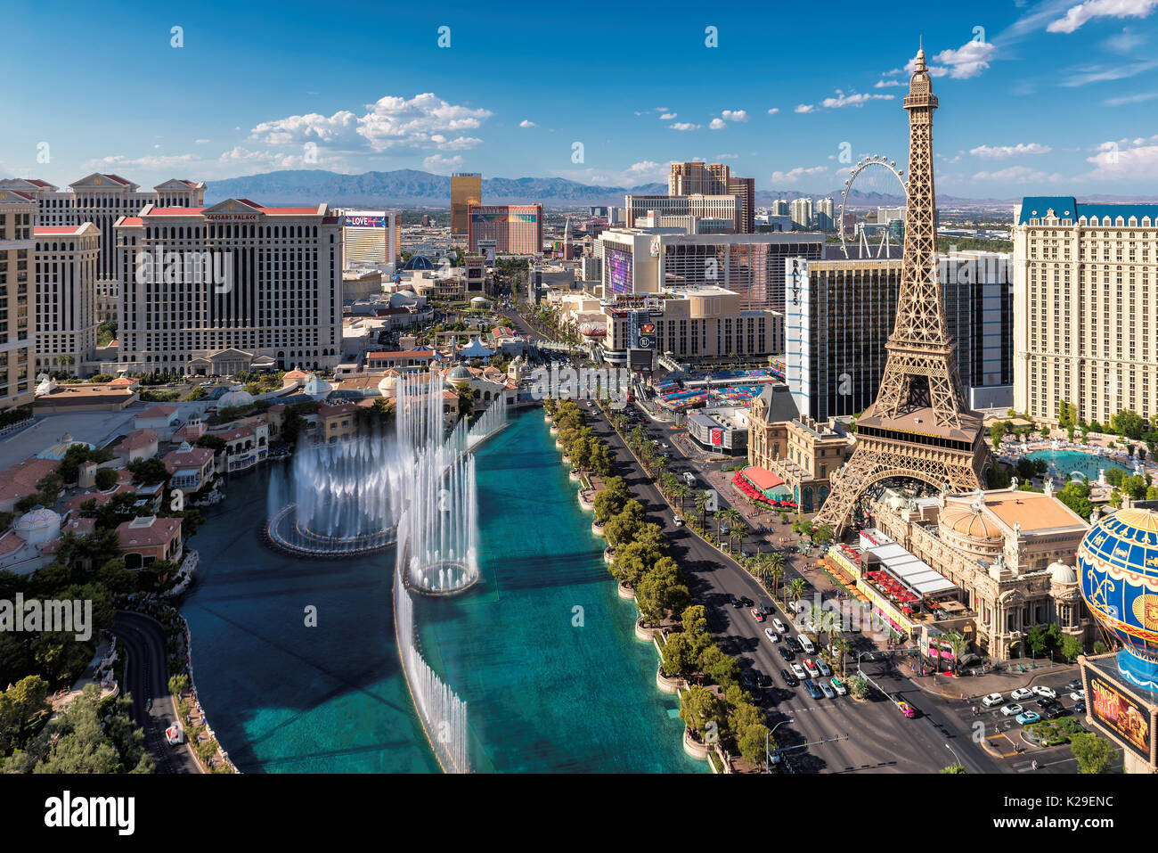 Las Vegas Strip an einem sonnigen Tag Stockfoto