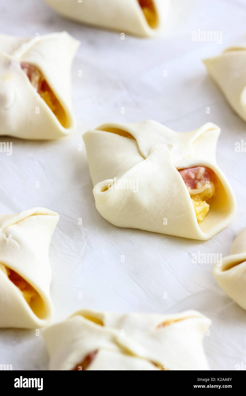 Schinken und Käse Taschen (Jambons) Stockfoto