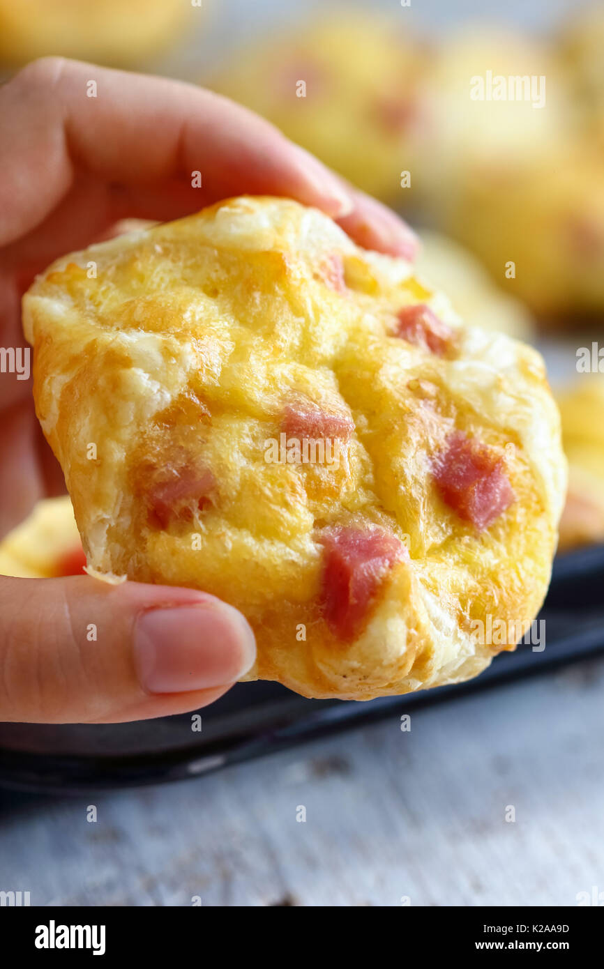 Schinken und Käse Taschen (Jambons) Stockfoto