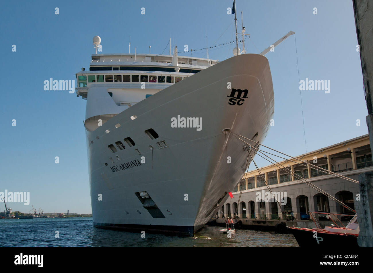 Kreuzfahrtschiff MSC Armonia angedockt an Havanna Kuba Stockfoto