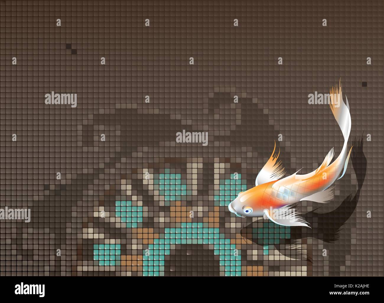 Vector Illustration von koi Karpfen Schwimmen im Pool Stock Vektor