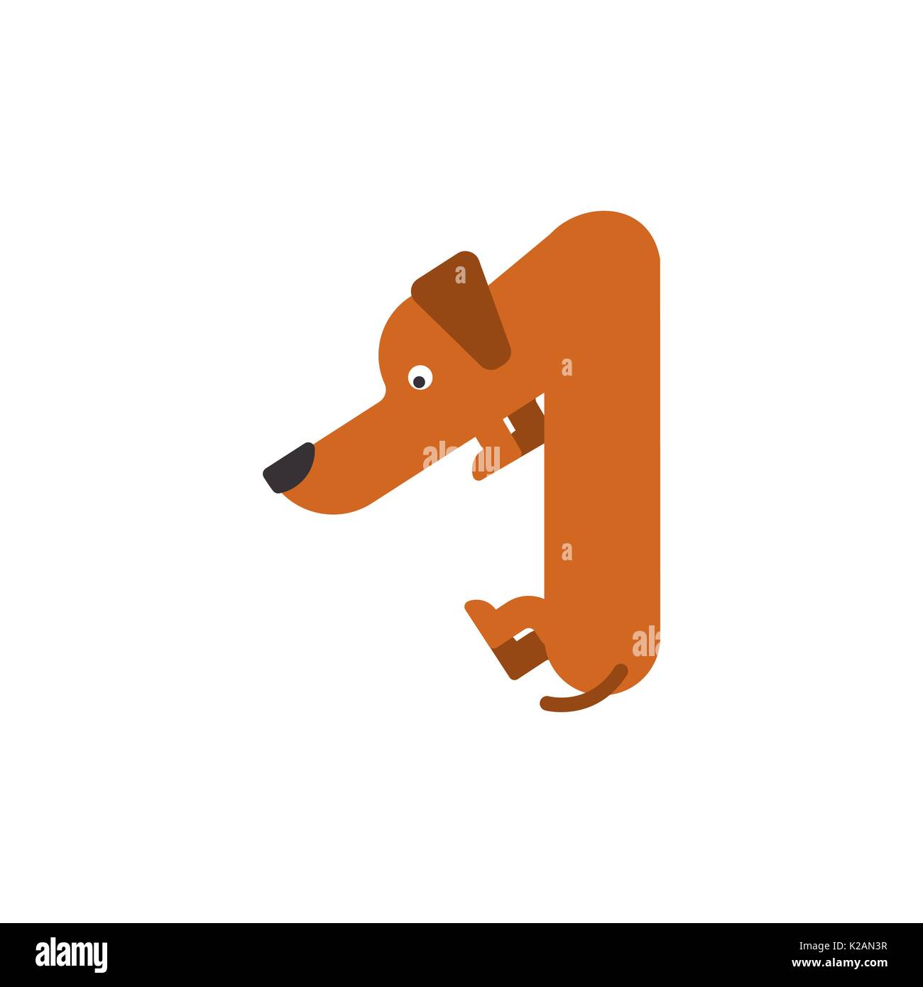 Abbildung 1 Hund. Dackel Font. Home pet-ABC-Symbol. Home Tier ein Alphabet Zeichen Stock Vektor