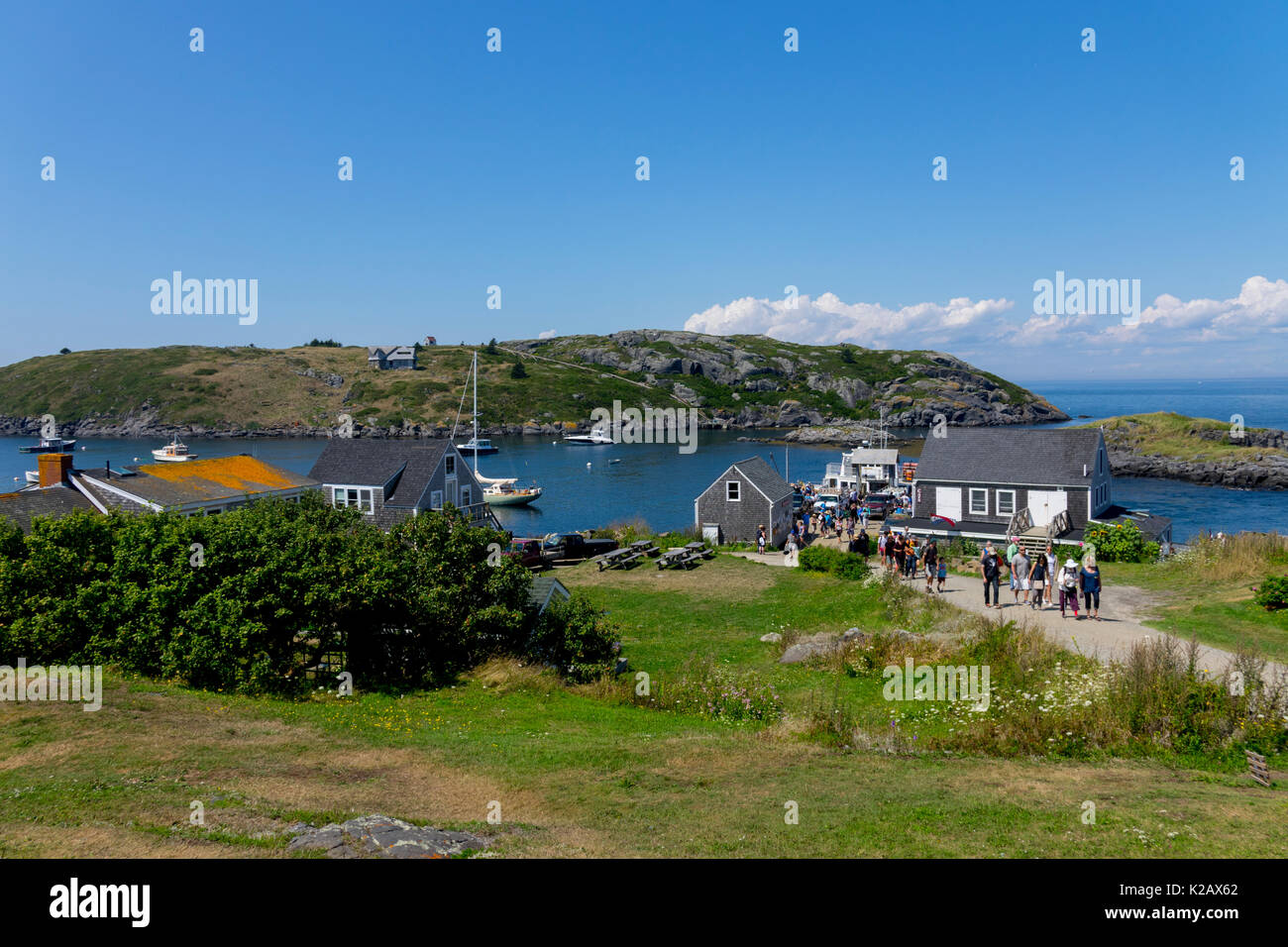 Usa Maine ich monhegan Island in der Penobscot Bay im Atlantic ocean Leute aus die Fähre vom Festland kommend Stockfoto