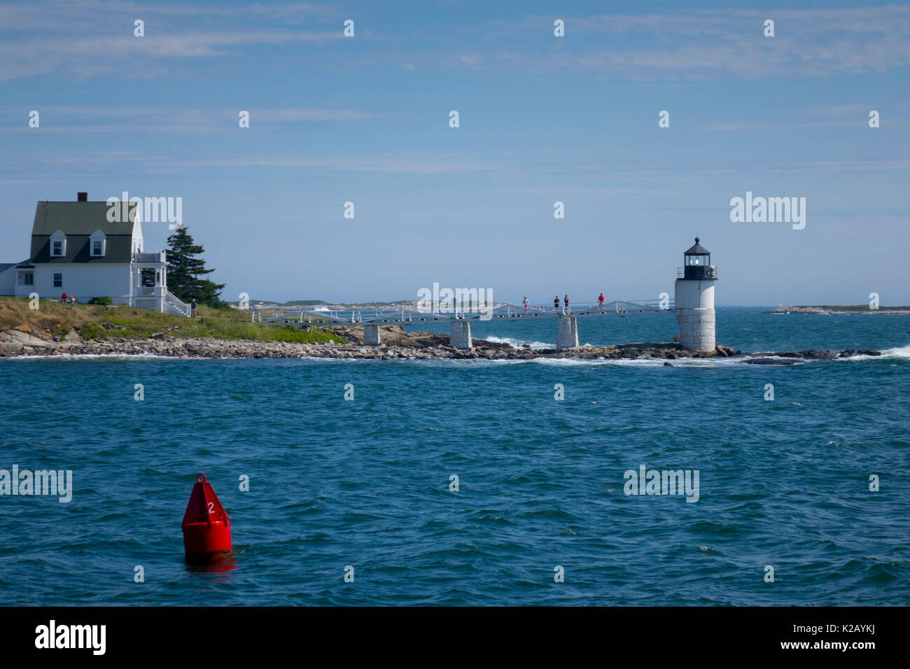 USA Maine ICH Port Clyde - Marshall Point Lighthouse vom Wasser aus gesehen Stockfoto
