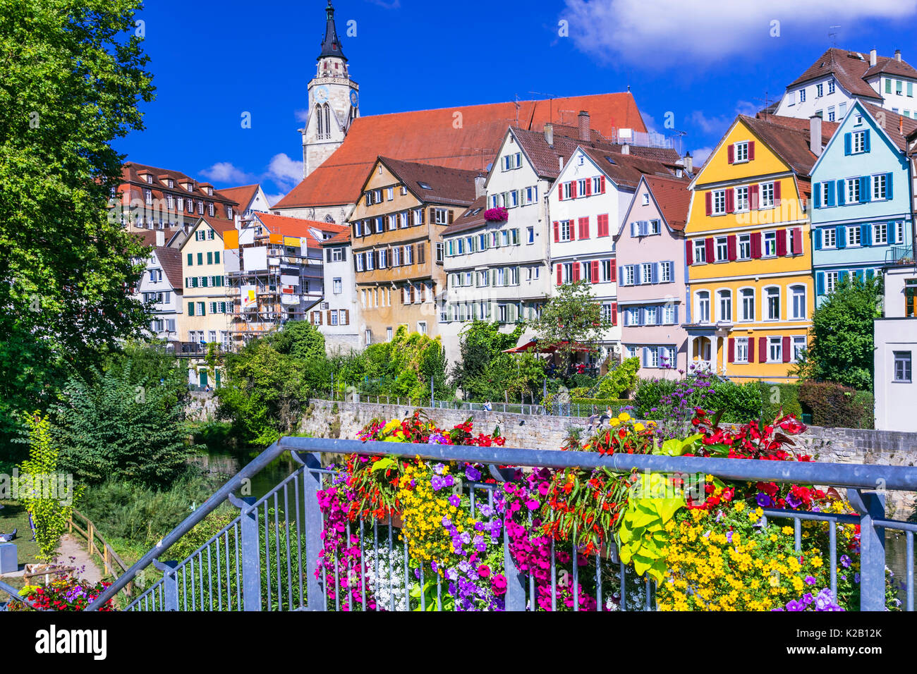 Wunderschöne Orte des Deutschland-bunten Stadt Tübingen in Baden-Württemberg Stockfoto