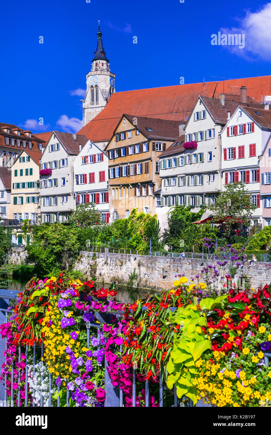 Wunderschöne Orte des Deutschland-bunten Stadt Tübingen in Baden-Württemberg Stockfoto