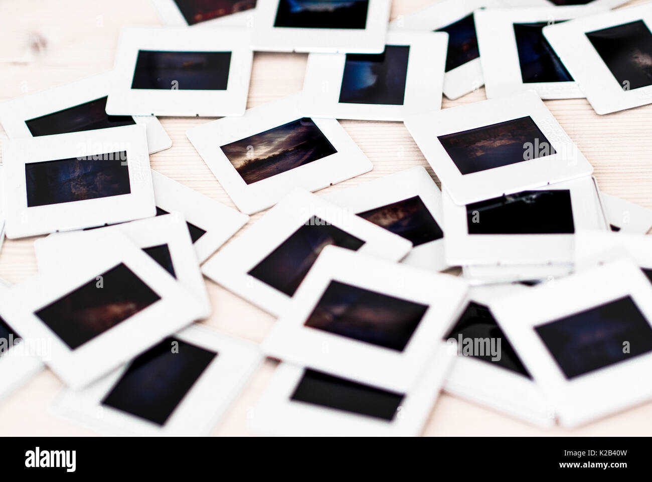 35 mm Farbe film Folien auf Holz montiert Stockfoto