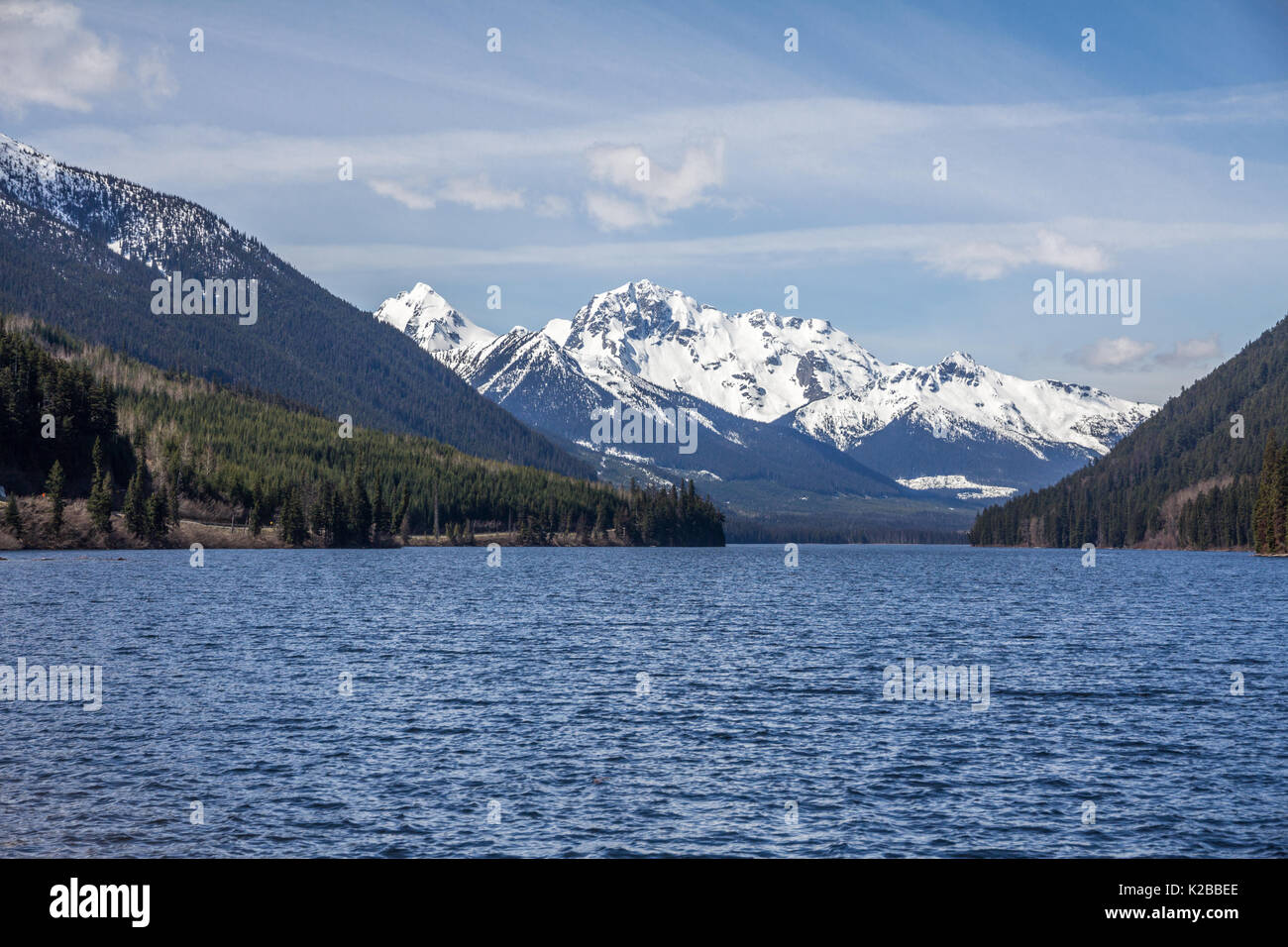 Duffey Lake und Aussprache cayoosh Berg entlang dem von British Columbia Highway 99 zwischen Pemberton und Lillooet, nord-östlich von Whistler Stockfoto