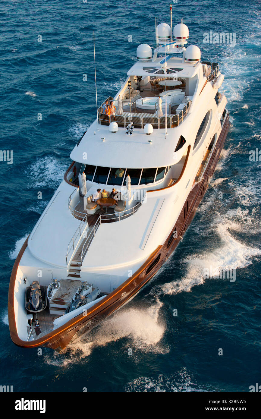 Luftaufnahme der Yacht Glasur 161-Fuß-Trinity in Miami, Florida, USA, März 2011. Stockfoto