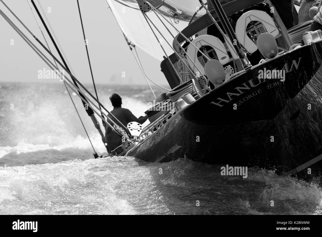 Hanuman Yacht Krängung des Schiffes während Schaufel race Newport, Rhode Island, USA, Juli 2009. Stockfoto