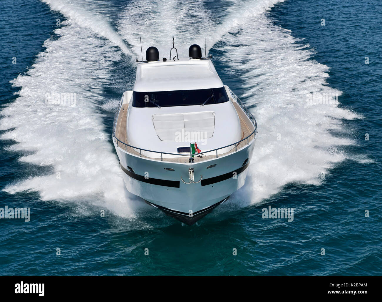 Tecnomar Velvet 90 "Luxus motor yacht, Luftaufnahme, Tirrenian sea, Italien. Stockfoto