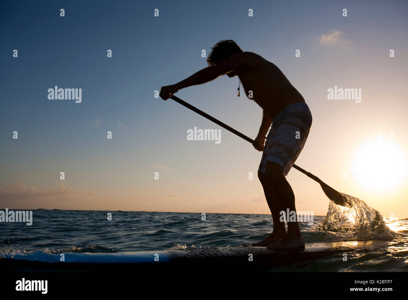 Mann paddleboarding in Fort Lauderdale, Florida, USA, Mai 2010. Stockfoto