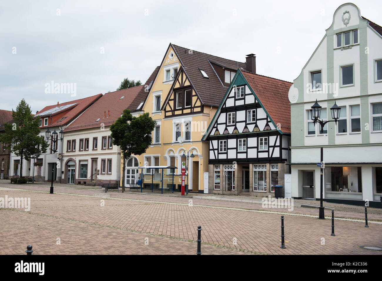 Häuser am Rathausplatz in Horn in Lippe, Ostwestfalen Stockfoto