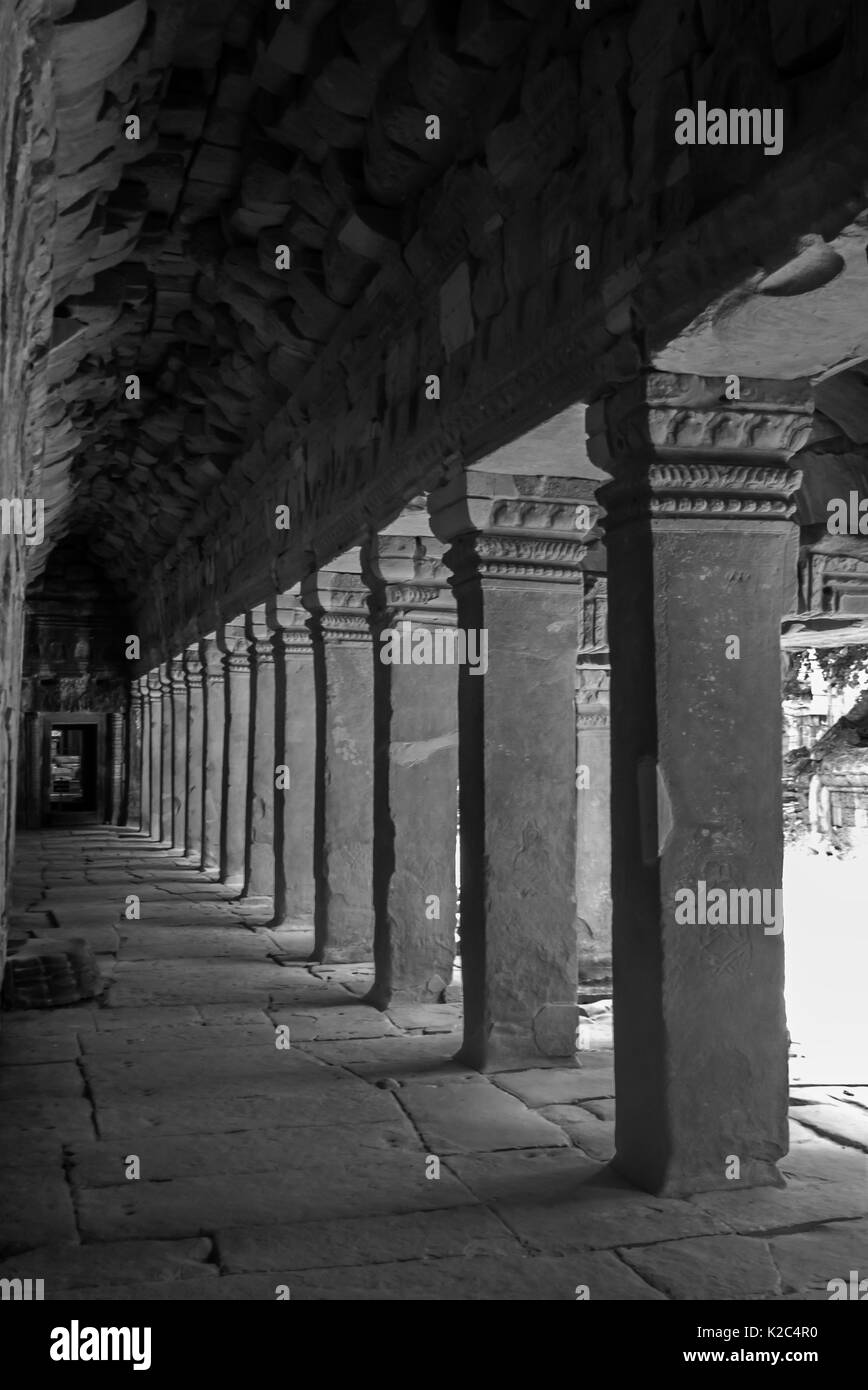 Galerie Flur, inneren Tempel, Ta Prohm, Angkor, Siem Reap, Kambodscha Stockfoto