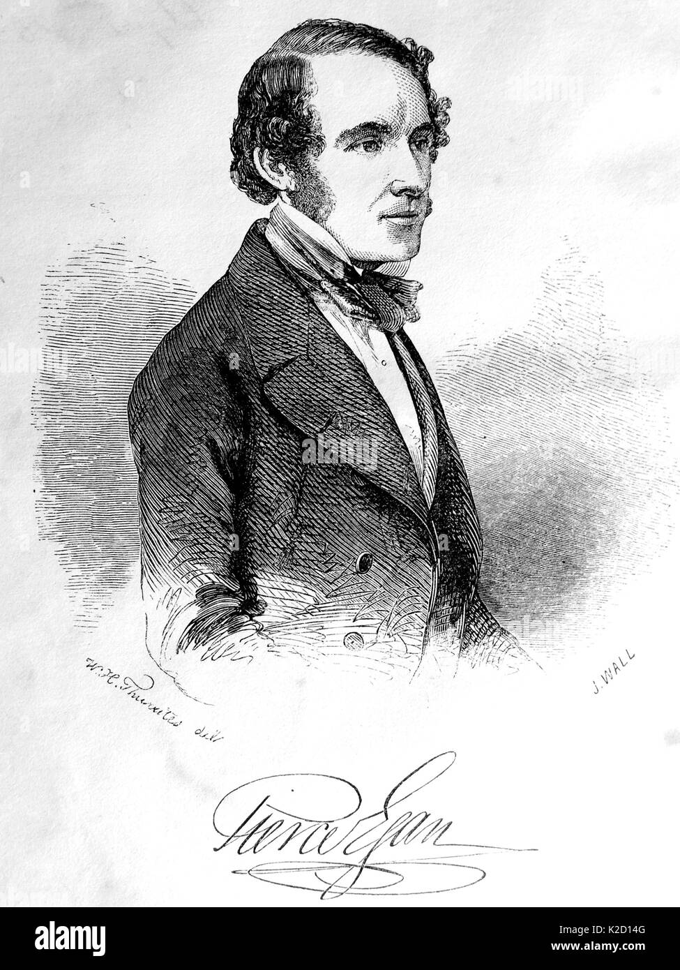 PIERCE EGAN der Jüngere (1814-1880), englischer Schriftsteller und Journalist. Frontespiece der 1850 Edition seines Romans Robin Hood. Stockfoto