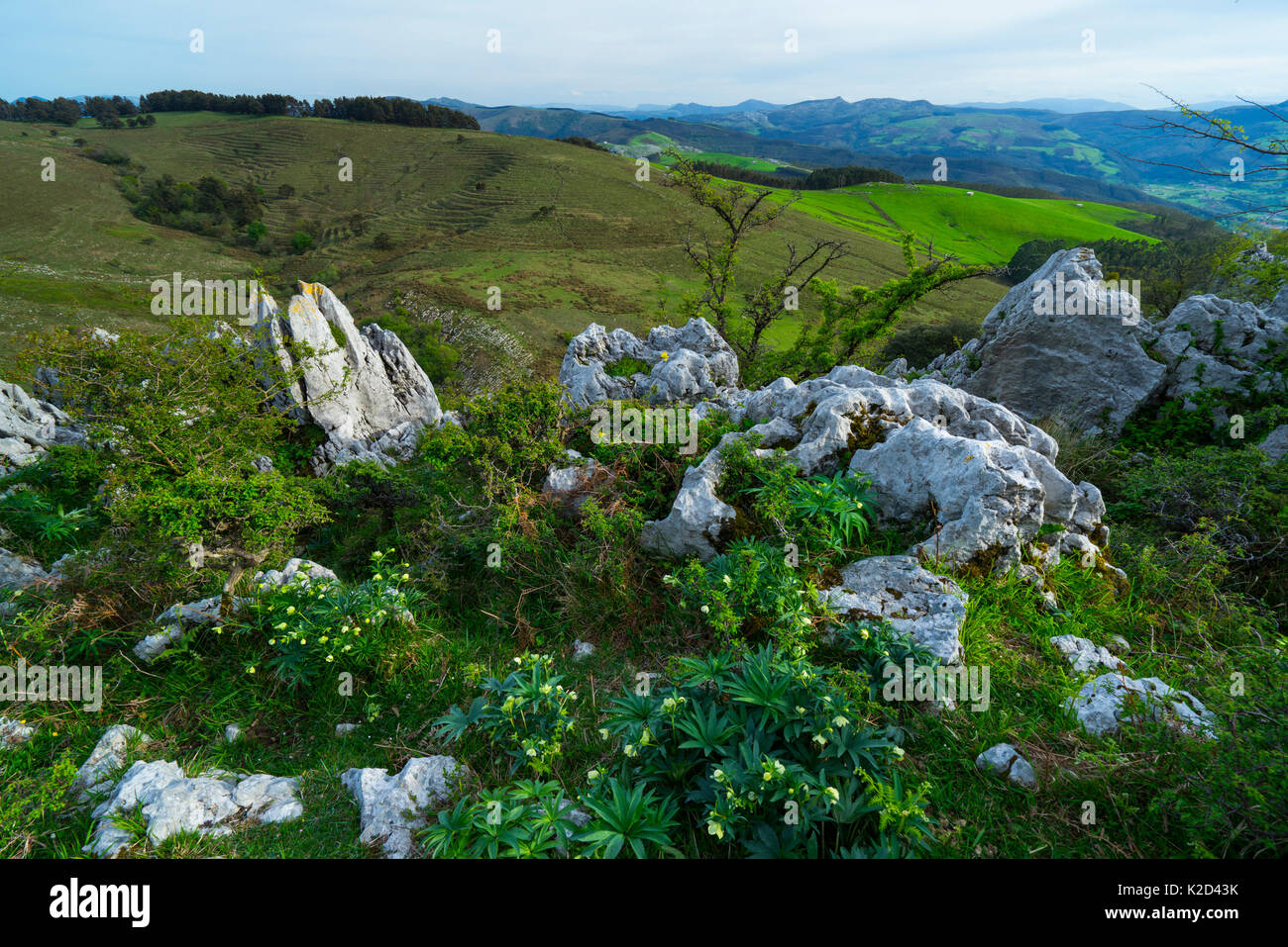 Blick vom Berg Cerredo, Noja, Kantabrien, Spanien, April 2015. Stockfoto