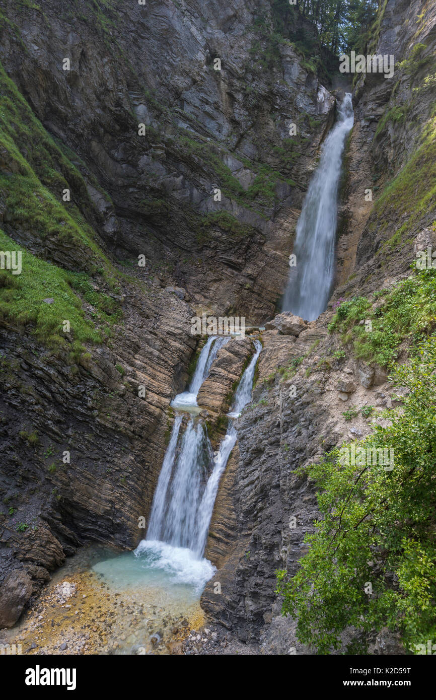 Martuljek Wasserfälle, Nationalpark Triglav, Julische Alpen, Slowenien, Juli 2015. Stockfoto