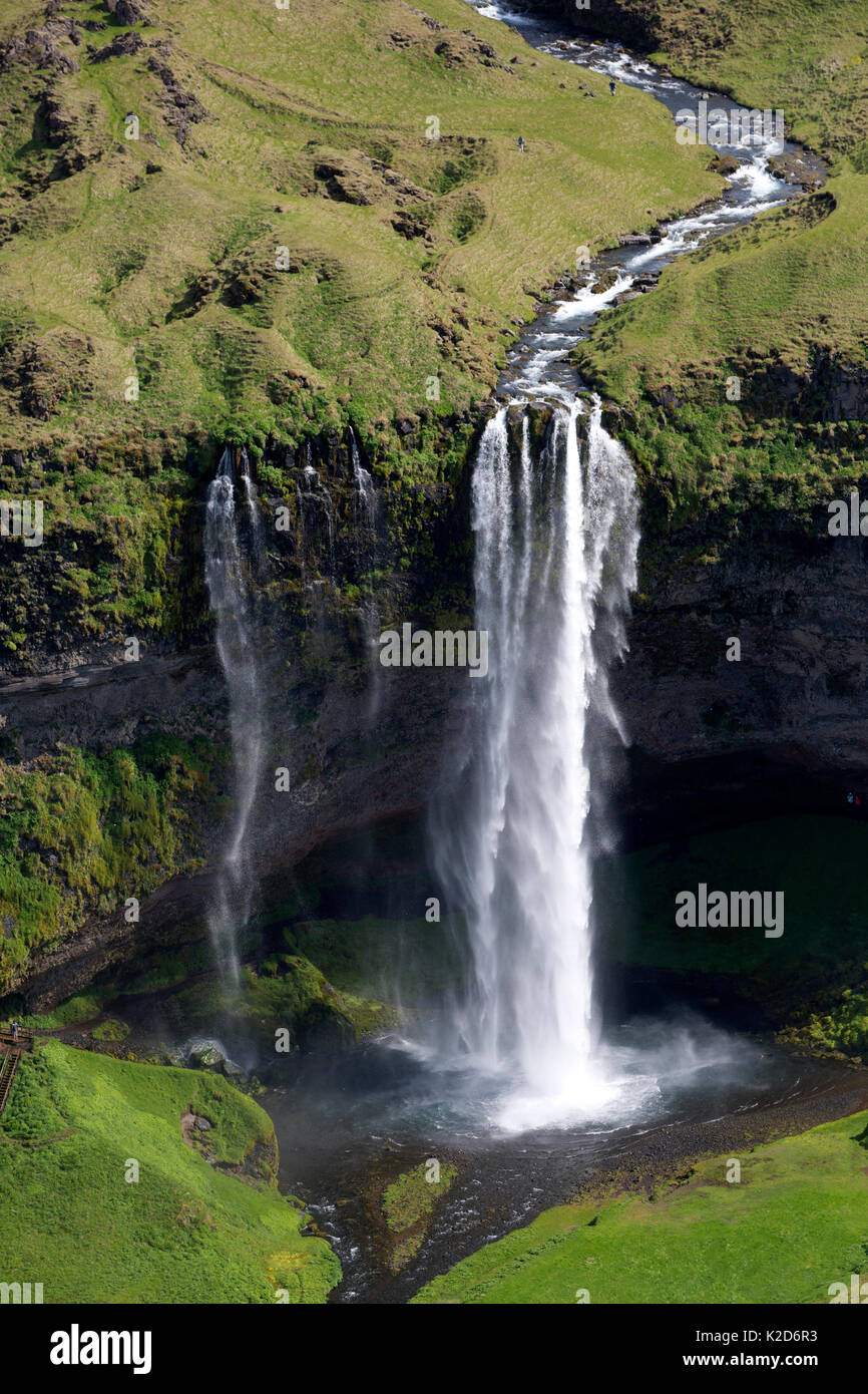 Der Wasserfall Seljalandsfoss, Island, Juni 2014. Stockfoto
