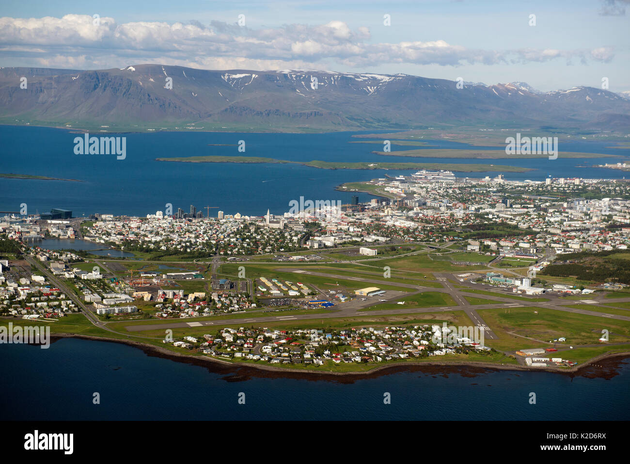 Luftaufnahme von Reykjavik, Island, Juni 2014. Stockfoto