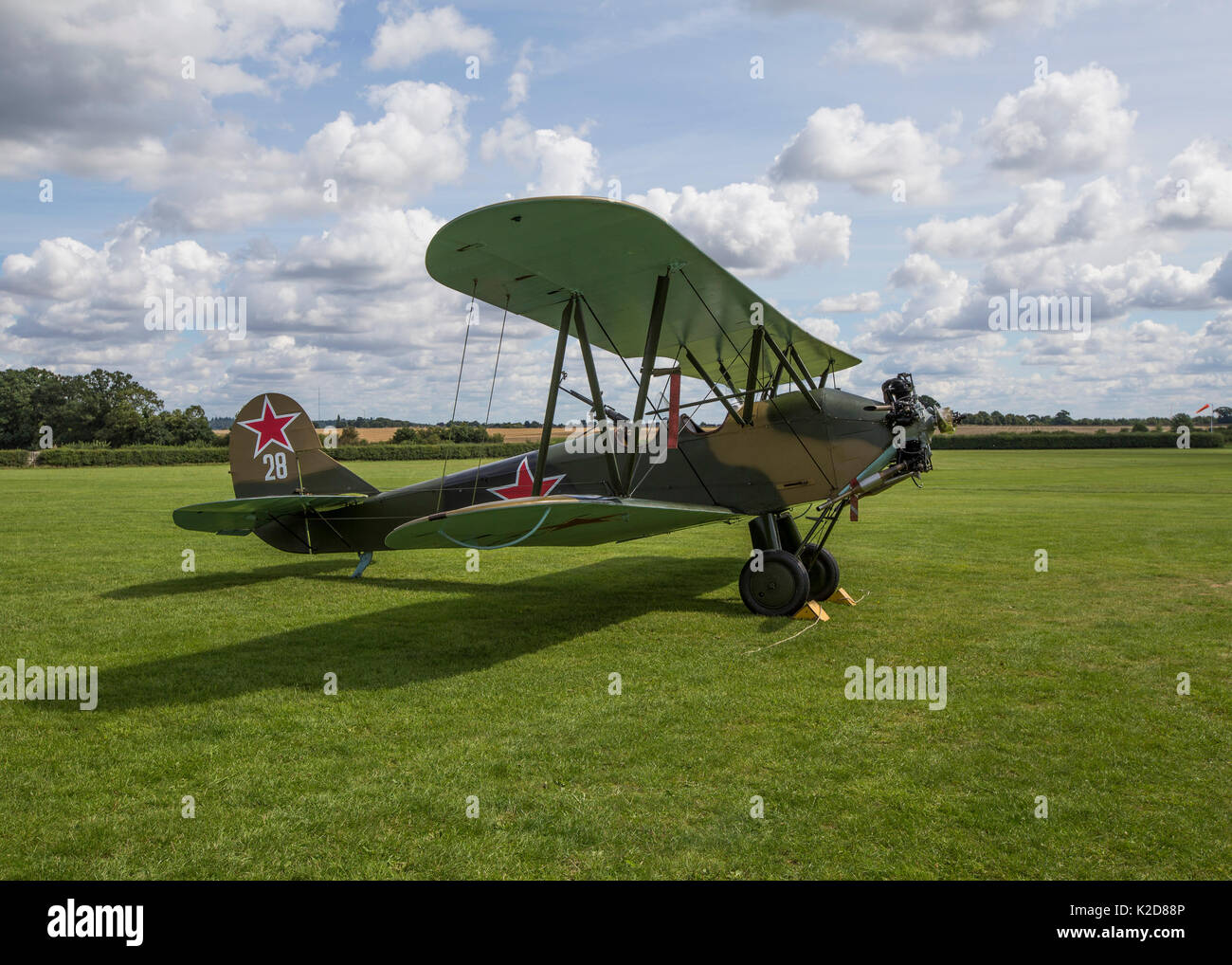 Russische Polikarpov Po-2 des Zweiten Weltkriegs an der Shuttleworth Trust Stockfoto