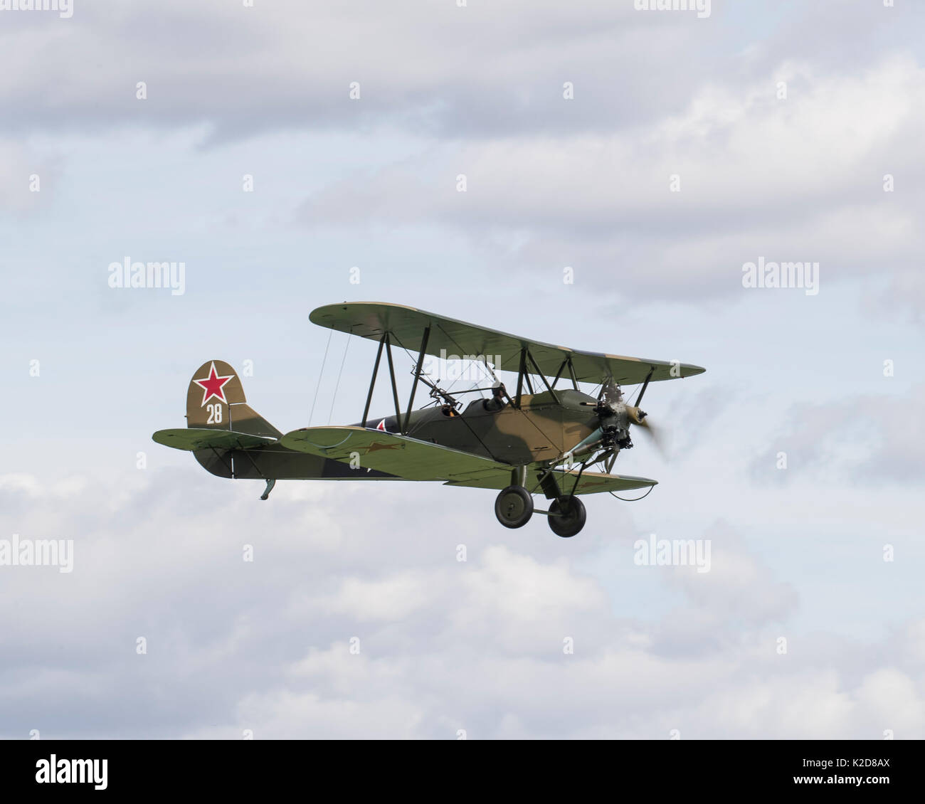 Russische Polikarpov Po-2 des Zweiten Weltkriegs an der Shuttleworth Trust Stockfoto