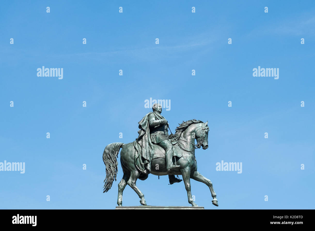 Mann auf Pferd, Reiter Statue isoliert. Friedrich Wilhelm/Friedrich Wilhelm IV. Stockfoto