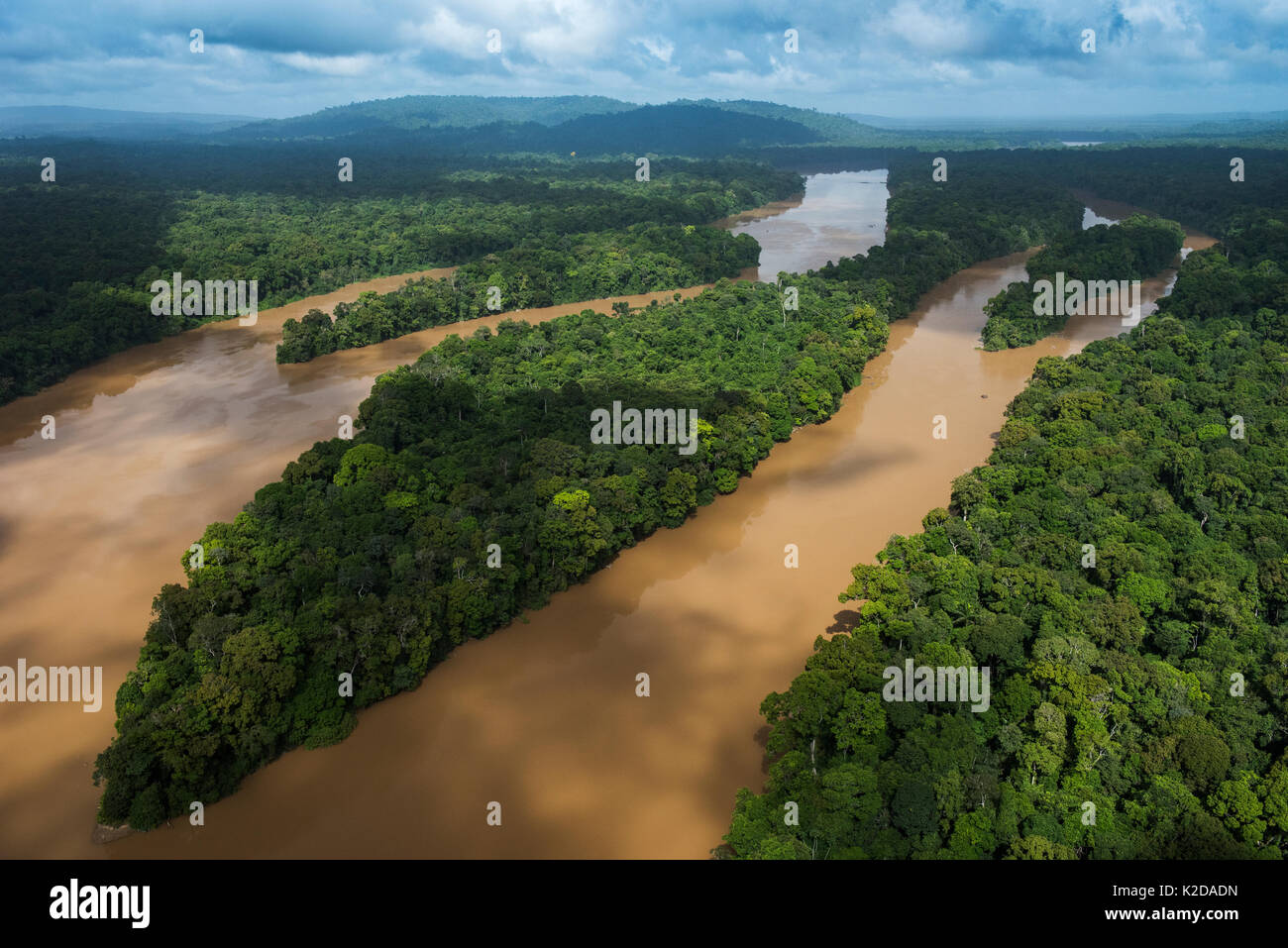 Luftaufnahme von Cuyuni Fluss, Guyana, Südamerika Stockfoto