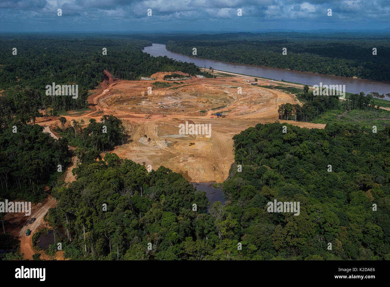 Luftaufnahme von Aurora Gold Mining Projekt, Guyana, Südamerika Stockfoto Luftaufnahme von Aurora Gold Mining Projekt, Guyana, Südamerika Stockfoto