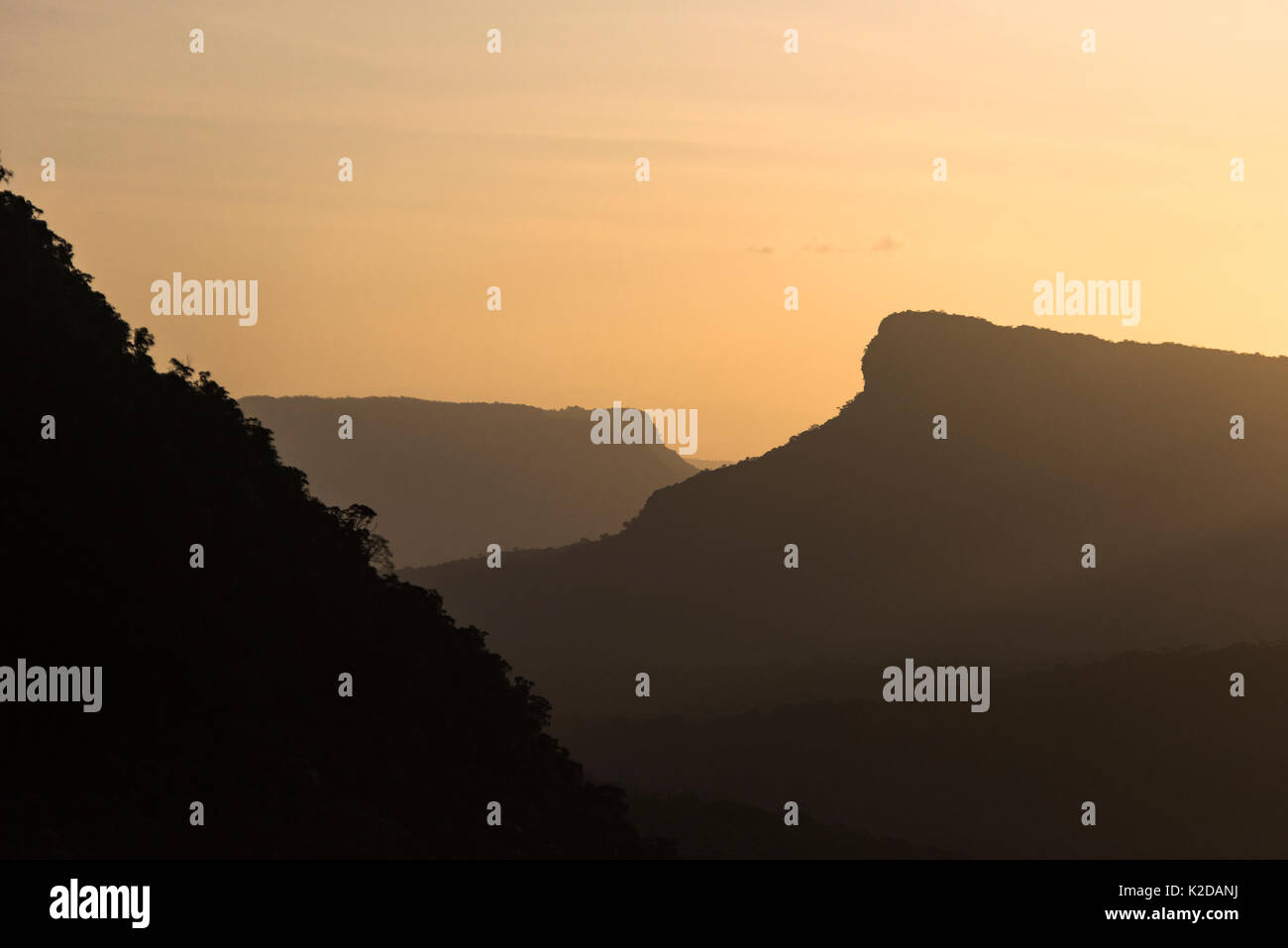 Pakaraima Berge bei Sonnenuntergang, Guyana, Südamerika Stockfoto