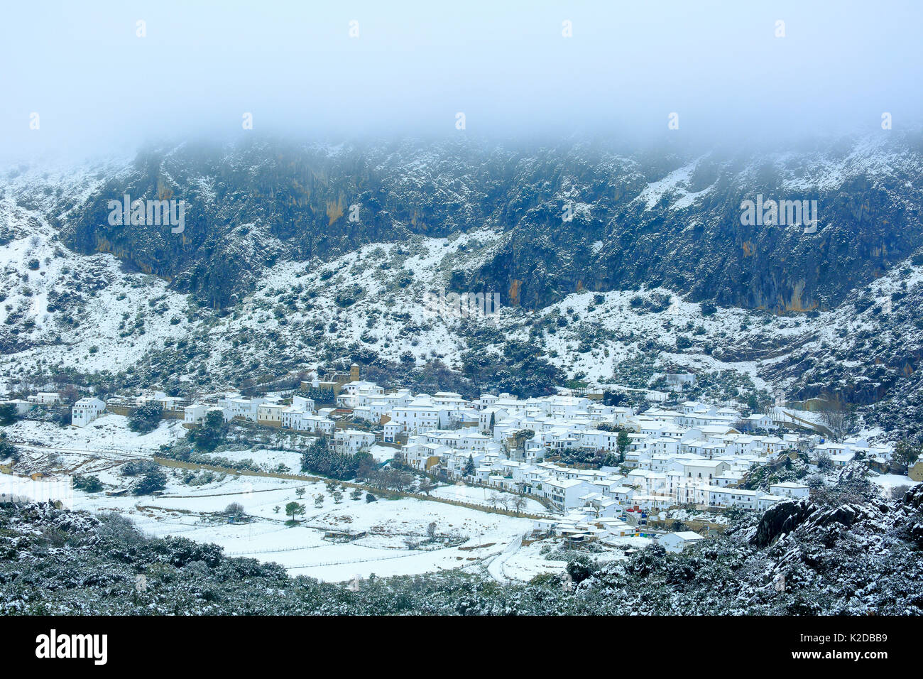 Rosario Dorf, Sierra de Grazalema Naturpark, Südspanien. Februar 2015. Stockfoto