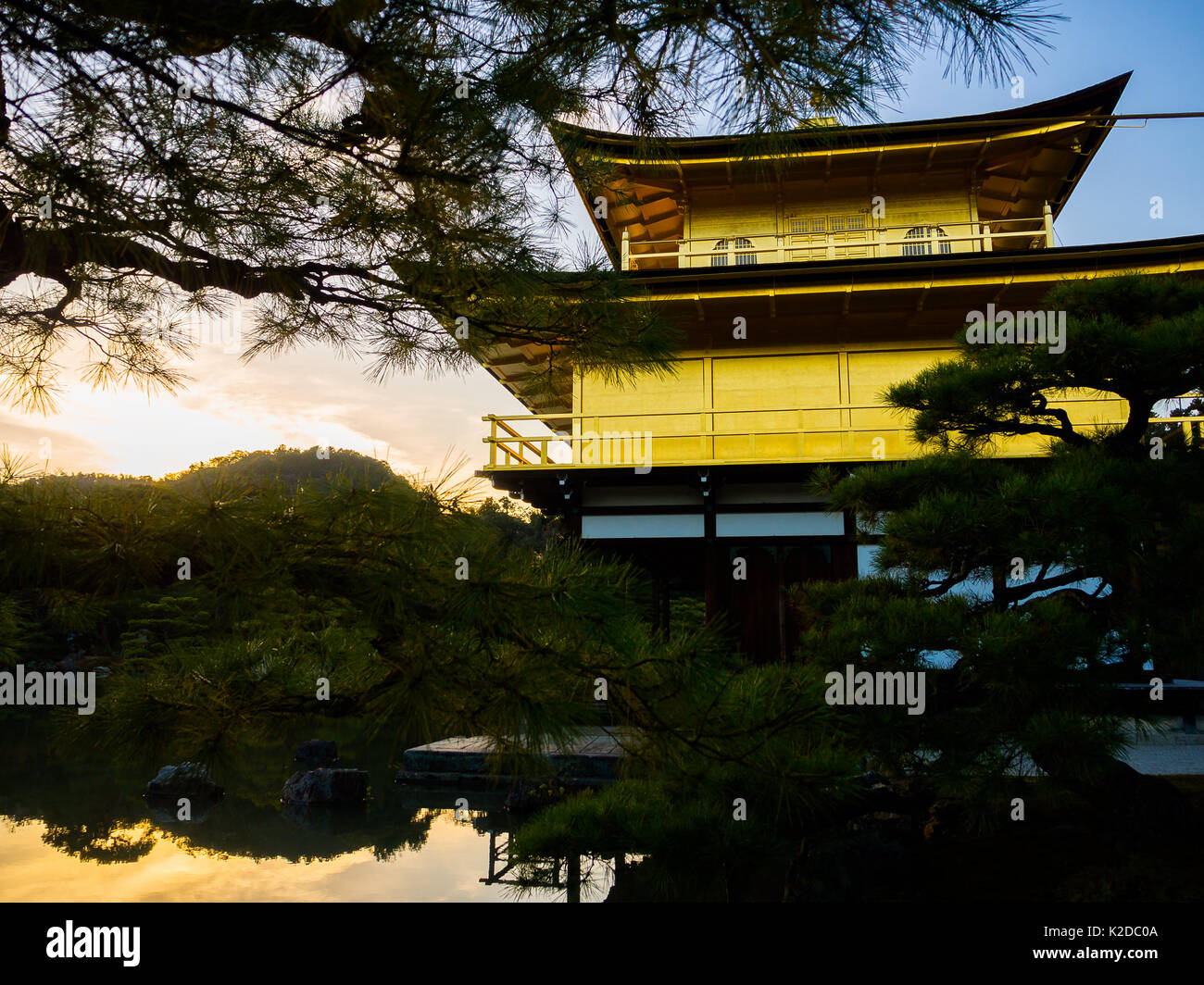 Yokosuka, Japan - Juli 02, 2017: Natur Beleuchtung am Kinkakuji Tempel, Goldenen Pavillon und seine umliegenden wunderschönen Park in Kyoto. Stockfoto